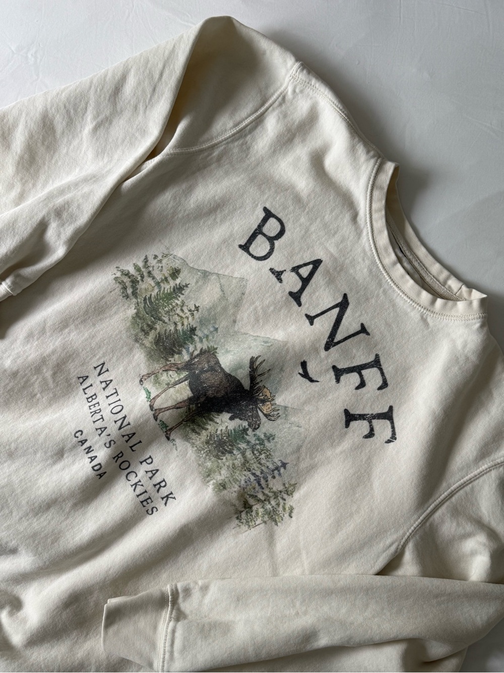 BANFF Cream Graphic Crewneck Sweater